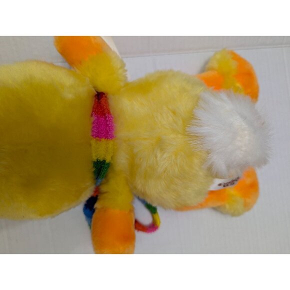 Cuddle Wit Duck Easter Cuddlers yellow orange rainbow scarf 13" stuffed toy VTG - Picture 8 of 9